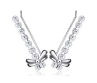 Silver Dragonfly Shaped Earrings EL-130